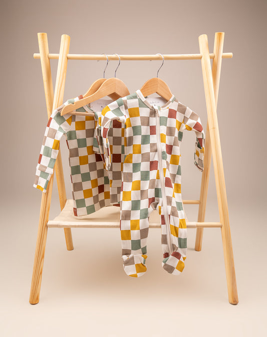Checkboard Organic Sleepsuit